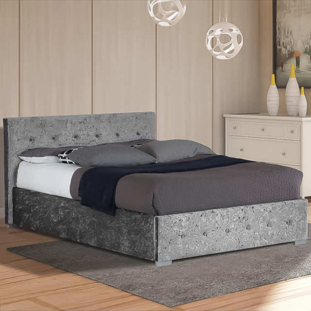 Brooklyn Single Silver Crushed Velvet Gaslift Ottoman Storage Bed - Wilko - image 1