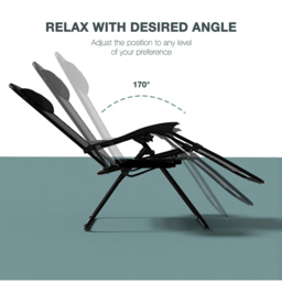 Garden Vida Set of 2 Black Zero Gravity Chairs - Size: 1 Seater - Wilko - thumbnail 6