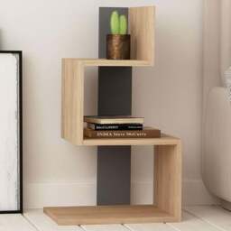 Decortie Rosie 3 Shelf Oak and Anthracite Modern Side End Table - Size: 72 x 42 x 30cm - Multi - Wilko
