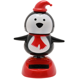 The Seasonal Gift Co. Solar Xmas Penguin Bobble Head - Size: 10 x 7.5 x 6cm - Black - Wilko