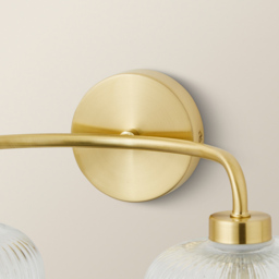 ValueLights Amaia Gold 2 Way Clear Ribbed Glass LED Wall Light - Size: 16.5 x 32 x 17cm - Wilko - thumbnail 4