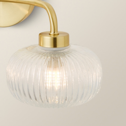 ValueLights Amaia Gold 2 Way Clear Ribbed Glass LED Wall Light - Size: 16.5 x 32 x 17cm - Wilko - thumbnail 5