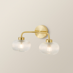 ValueLights Amaia Gold 2 Way Clear Ribbed Glass LED Wall Light - Size: 16.5 x 32 x 17cm - Wilko - thumbnail 6