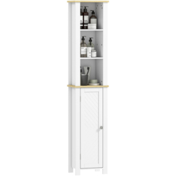 Kleankin Single Door 3 Shelf White Narrow Bathroom Storage Cabinet - Size: 165.0 cm x 23.0 cm x 34.0 cmcm - Wilko - thumbnail 3