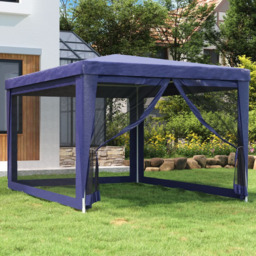 vidaXL 3 x 4m Blue Party Tent with Mesh Sidewalls - Wilko - thumbnail 1