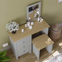 VIDA DESIGNS Arlington Grey Dressing Table Set with Mirror - Size: 40 x 104 x 131cm - Wilko - thumbnail 6