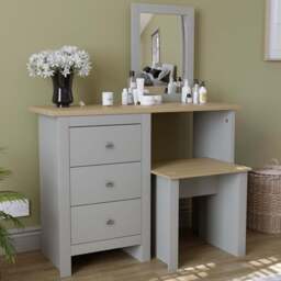 VIDA DESIGNS Arlington Grey Dressing Table Set with Mirror - Size: 40 x 104 x 131cm - Wilko - thumbnail 1