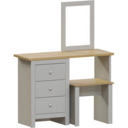 VIDA DESIGNS Arlington Grey Dressing Table Set with Mirror - Size: 40 x 104 x 131cm - Wilko - thumbnail 3