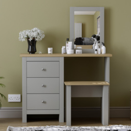 VIDA DESIGNS Arlington Grey Dressing Table Set with Mirror - Size: 40 x 104 x 131cm - Wilko - thumbnail 7
