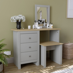 VIDA DESIGNS Arlington Grey Dressing Table Set with Mirror - Size: 40 x 104 x 131cm - Wilko - thumbnail 5