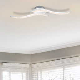 Cosylyte Kenworth 2 Light Chrome Wavy Beaded LED Ceiling Light - Size: 57 x 15 x 10.5cm - Silver - Wilko - thumbnail 3