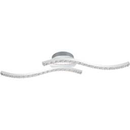 Cosylyte Kenworth 2 Light Chrome Wavy Beaded LED Ceiling Light - Size: 57 x 15 x 10.5cm - Silver - Wilko