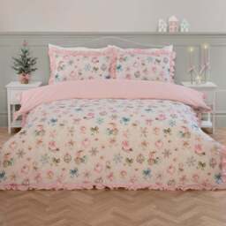 Christmas Vintage Duvet Set - Pink/King - Wilko - thumbnail 1