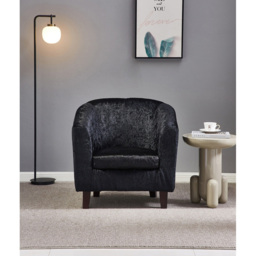 Brooklyn Black Crush Velvet Tub Chair - Size: Single - Wilko - thumbnail 4