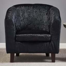 Brooklyn Black Crush Velvet Tub Chair - Size: Single - Wilko - thumbnail 1
