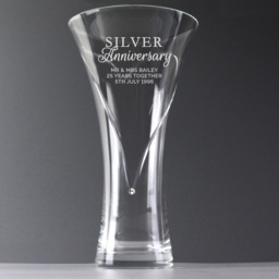 Personalised Memento Personalised Silver Anniversary Large Hand Cut Diamante Heart Vase - Size: 1.4 x 2.5 x 1.4cm - Clear - Wilko - thumbnail 4