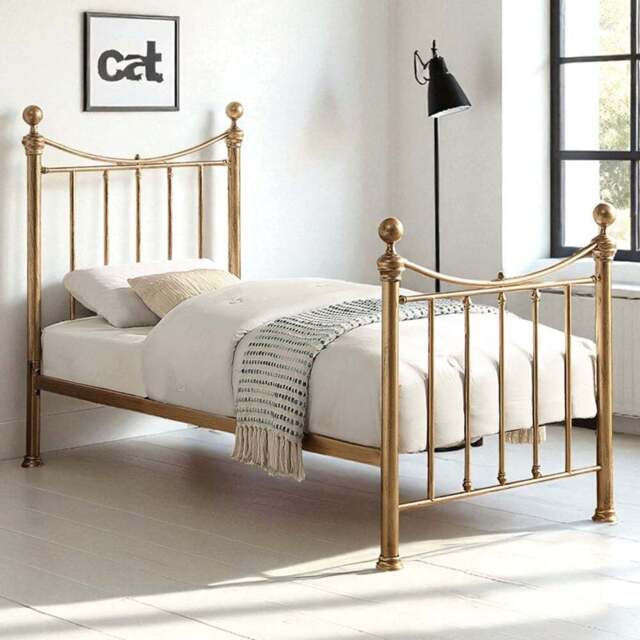 OAT Home Hampstead Single Antique Brass Effect Metal Bed - Wilko - image 1