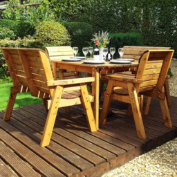 Samuel Alexander Hand Made Wooden 6 Seater Garden Dining Bench Set Rustic - Brown - Wilko