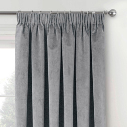 Enhanced Living Oxford Grey Thermal Blackout Pencil Pleat Velvet Single Door Curtain 168 x 214cm - Wilko - thumbnail 3