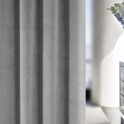 Enhanced Living Oxford Grey Thermal Blackout Pencil Pleat Velvet Single Door Curtain 168 x 214cm - Wilko - thumbnail 4