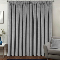 Enhanced Living Oxford Grey Thermal Blackout Pencil Pleat Velvet Single Door Curtain 168 x 214cm - Wilko - thumbnail 5
