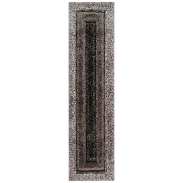 Desire Rug Modern Grey Bordered Shimmer Soft Shaggy Area Rug 60 x 220cm - Desire Rugs - Wilko - image 1