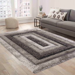 Desire Rug Modern Grey Bordered Shimmer Soft Shaggy Area Rug 60 x 220cm - Desire Rugs - Wilko - thumbnail 5