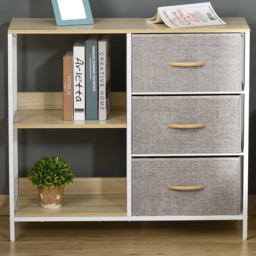 Portland 3 Drawers 2 Shelf Beige Chest of Drawers - Cream - Wilko