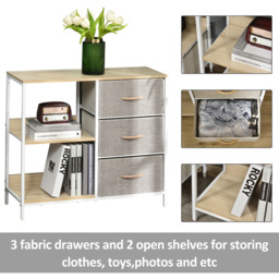 Portland 3 Drawers 2 Shelf Beige Chest of Drawers - Cream - Wilko - thumbnail 6