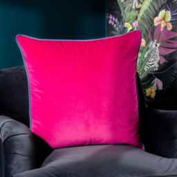 Paoletti Meridian Raspberry Teal Velvet Cushion - Size: 55 x 55 cm - Multi - Wilko - thumbnail 3