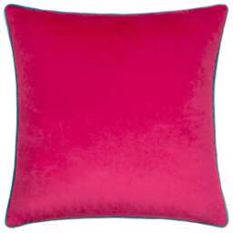 Paoletti Meridian Raspberry Teal Velvet Cushion - Size: 55 x 55 cm - Multi - Wilko