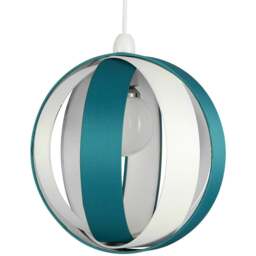 ValueLights J90 Teal and Cream Pendant Shade - Size: 28 x 29 x 29cm - Blue - Wilko