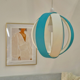 ValueLights J90 Teal and Cream Pendant Shade - Size: 28 x 29 x 29cm - Blue - Wilko - thumbnail 3