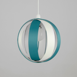 ValueLights J90 Teal and Cream Pendant Shade - Size: 28 x 29 x 29cm - Blue - Wilko - thumbnail 4
