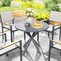 Outsunny 4 Seater Wood Effect Top Garden Table - Dark Grey - Wilko - thumbnail 5