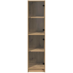vidaXL 2 Glass Door 4 Shelf Artisan Oak Slim Highboard - Size: 142 x 35 x 37cm - Brown - Wilko - thumbnail 7