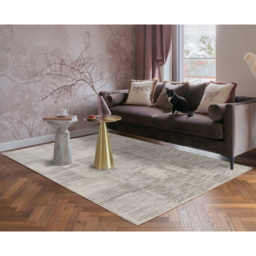 Mayfair Living Room Area Rug Metallic Sheen Contemporary Modern Matrix Design - Stone 120cm x 170cm - Size: 170 x 120 x 0.7cm - Desire Rugs - Wilko - thumbnail 3