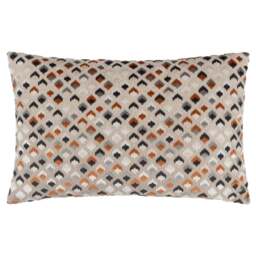 Paoletti Lexington Ginger and Grey Velvet Jacquard Cushion - Size: 60 x 40 cm - Multi - Wilko