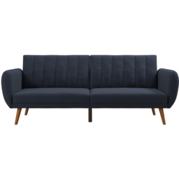 Novogratz Brittany 3 Seater Navy Blue Linen Sofa Bed with Wooden Legs - Wilko - thumbnail 4