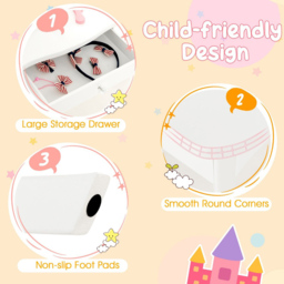 Costway Kids White Vanity Table and Stool Set with Tri Folding Mirror - Size: 80 x 43 x 26cm - Wilko - thumbnail 5