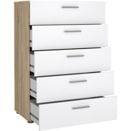 Florence 5 Drawer Oak and White High Gloss Chest of Drawers - Furniture to Go - Wilko - thumbnail 5