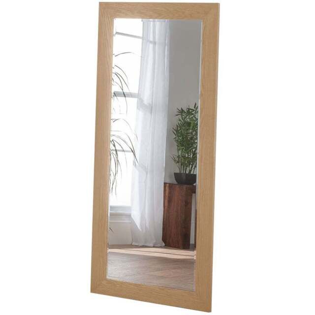Yearn Bevelled Oak Effect Framed Full Length Mirror 169 x 78cm - Brown - Wilko - image 1