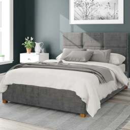 Aspire Caine King Size Charcoal Firenze Velour Ottoman Bed - Grey - Aspire Beds - Wilko