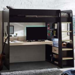 Julian Bowen Blaze Black and Pale Wood Gaming Bunk Bed with Storage - Size: Single - Wilko - thumbnail 1