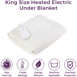 Carmen Super King Size White Heated Electric Under Blanket - Size: 165 x 137 x 1cm - PURPLE - Wilko - thumbnail 3