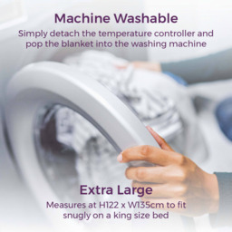 Carmen Super King Size White Heated Electric Under Blanket - Size: 165 x 137 x 1cm - PURPLE - Wilko - thumbnail 6
