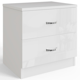 FWStyle Chilton 2 Drawer White Gloss Bedside Table - Wilko - thumbnail 3