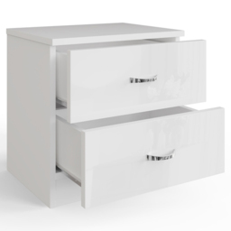 FWStyle Chilton 2 Drawer White Gloss Bedside Table - Wilko - thumbnail 4