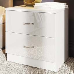 FWStyle Chilton 2 Drawer White Gloss Bedside Table - Wilko - thumbnail 1