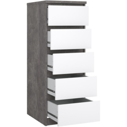 Florence 5 Drawer Concrete and White High Gloss Narrow Chest of Drawers - Furniture to Go - Wilko - thumbnail 5